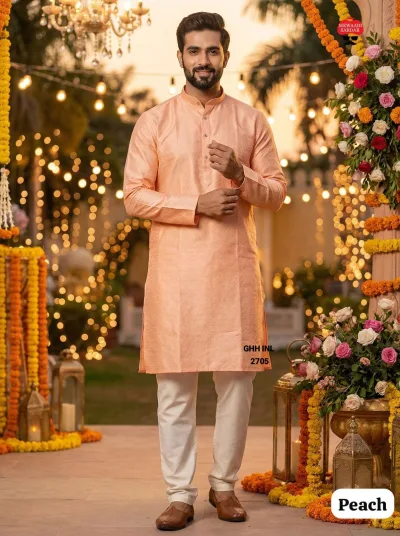 Silk Jacquard Men's Festive Kurta Pajama Set